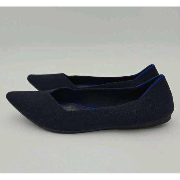 Rothys 11.5 Womens Pointed Toe Flats Navy Blue Bright Blue Trim Soft Flexible - Picture 3 of 9